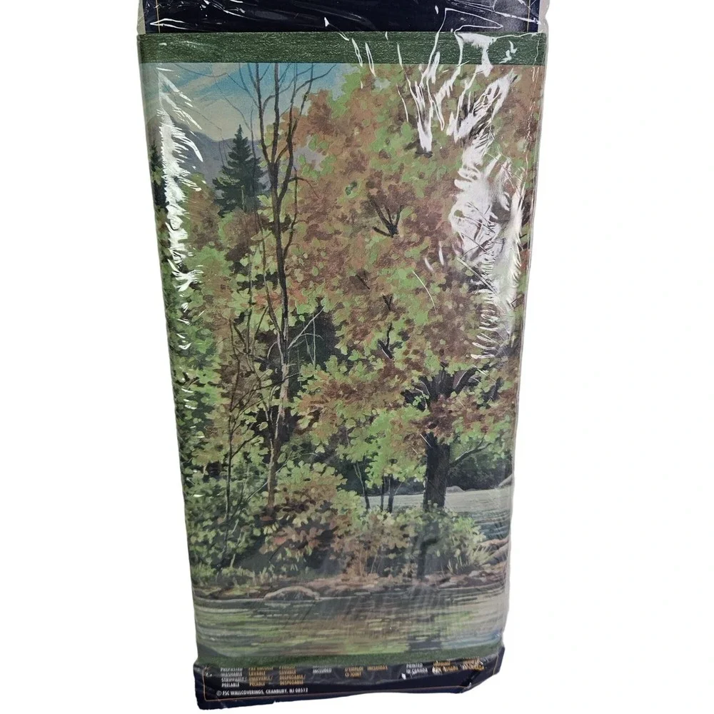 Wallpaper Border Fishing Canoe Mountain Stream Scenery Fisherman Wall Decor New
